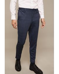 Burton - Blue Slim Fit Check Jersey Smart Trousers - Lyst