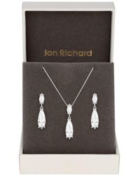 Jon Richard - Rhodium Plated And Cubic Zirconia Peardrop Set - Gift Boxed - Lyst