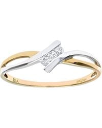 Jewelco London - 9Ct & 6Pts Diamond Split Wavy Trilogy Ring 4Mm - Lyst