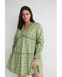 Warehouse - Plus Size Floral Piping Detail Mini Dress - Lyst