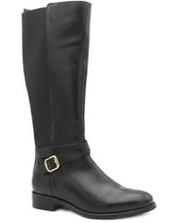 Pavers - Leather Buckle Detailed Long Boots - Lyst