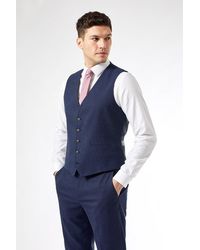 Burton - Navy Marl Tailored Fit Suit Waistcoat - Lyst