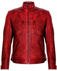 Infinity Leather - Leather Rock Racing Quilted Biker Jacket - Lyst