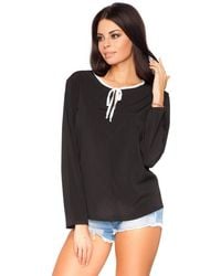 Love Lace - Elegant Chiffon Blouse Teardrop Ribbon - Lyst