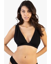 Wolf & Whistle - Textured Non Wired Plunge Bikini Top Fuller Bust Exclusive - Lyst