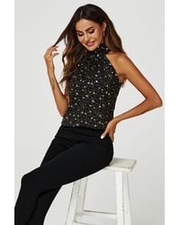 FS Collection - Foil Star Halter Neck Tie Back Top - Lyst