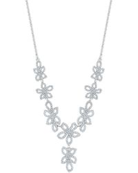 Lipsy - Silver Fine Crystal Floral Y Necklace - Lyst