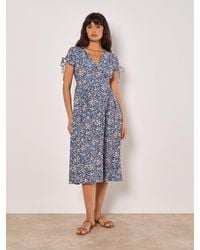 Apricot - Ditsy Floral Button-Down Midi Dress - Lyst