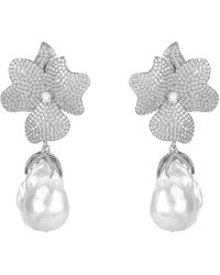 LÁTELITA London - Baroque Pearl White Flower Drop Earring Silver - Lyst