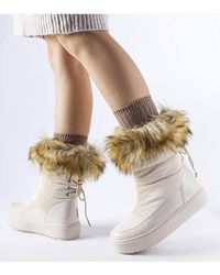 Love Lace - Winter Snow Boots With Decorative Fur Slip On Rubber Sole - Lyst