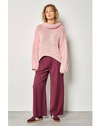 Apricot - Chunky Knit Roll Neck Oversized Jumper - Lyst