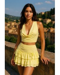 Stylewise - Tie Front Frill Detail Slinky Shorts - Lyst