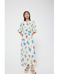 Warehouse - Fit And Flare Dress In Floral With Pleat Hem - Lyst