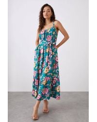 Dorothy Perkins - Petite Floral Tiered Pocket Midi Dress - Lyst