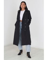 Brave Soul - Double-breasted Longline Trench Coat - Lyst