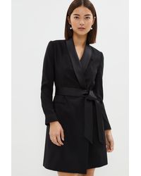 Coast - Petite Premium Mini Tuxedo Belted Dress - Lyst