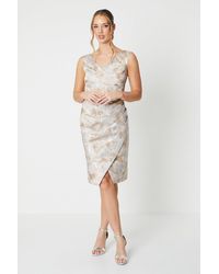 Coast - Jacquard Dress With Pleat Wrap Waist - Lyst