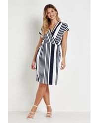 Wallis - Ink Stripe Jersey Wrap Dress - Lyst