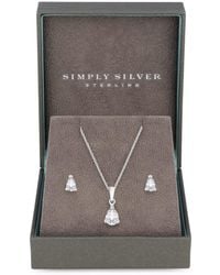 Simply Silver - Sterling Silver 925 Cubic Zirconia Pear Stone Set - Gift Boxed - Lyst