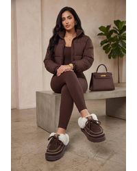 Miss Diva - Serafina Fur Detail Moccasin Slip On Shoes - Lyst