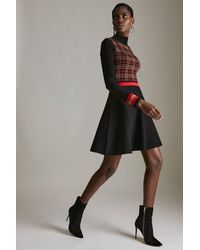 Karen Millen - Check Knit Skater Dress - Lyst