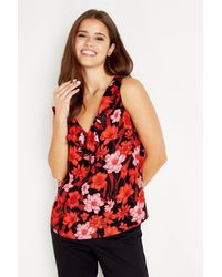 Wallis - Tall Black And Red Floral Halter Top - Lyst