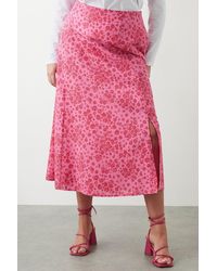 Dorothy Perkins - Curve Pink Floral Midi Skirt - Lyst