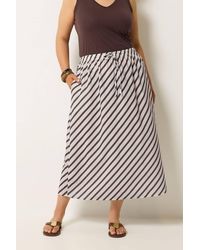 Yours - Linen Look Stripe Skirt - Lyst