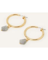 Accessorize - 14ct Gold-plated Labradorite Large Hoops - Lyst