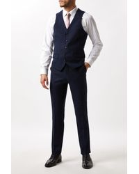 Burton - Harry Brown Slim Fit Navy Check Tweed Suit Waistcoat - Lyst