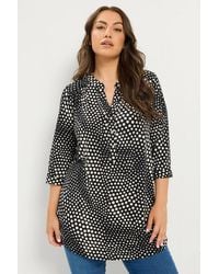 Yours - Polka Dot Half Placket Shirt - Lyst
