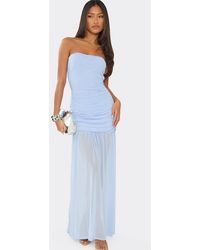 EGO - Sleeveless Ruched Mesh Maxi Dress - Lyst