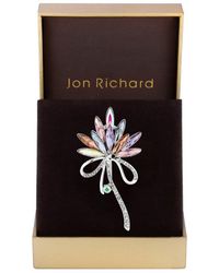 Jon Richard - Silver Plated Pink Crystal Navette Decorative Brooch - Gift Boxed - Lyst