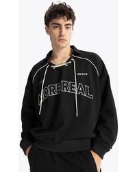 Giesto - Drawstring Neckline Printed Sweatshirt - Lyst
