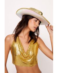 Nasty Gal - Mirror Embellished Disco Ball Cowboy Hat - Lyst