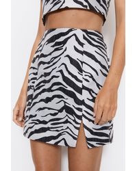 Warehouse - Premium Jacqaurd Zebra Print Mini Skirt - Lyst