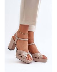 Love Lace - Evening Elegant Faux Leather Heeled Sandals - Lyst