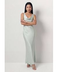 MissPap - Premium Satin Cowl Neck Fishtail Maxi Dress - Lyst