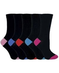 Sock Snob - 5 Pack Soft Top Cotton Rich Socks With Coloured Heel & Toe - Lyst