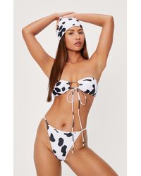 Nasty Gal - Cow Print 3-pc Bikini And Bandana Set - Lyst