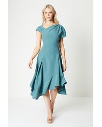 Coast - Asymmetric Neckline Panelled Skirt Midi Dress - Lyst