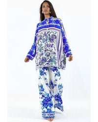 Msn-Collection - Patterned Shirt & Wide-Leg Trousers Set - Lyst