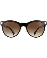 Versace - Cat Eye Dark Havana Brown Gradient Sunglasses - Lyst