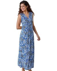 Roman - Tropical Puff Print Twist Stretch Maxi Dress - Lyst