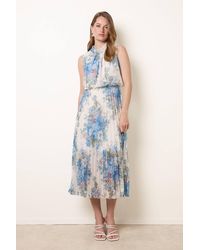 Blue Vanilla - Elasticated Waist Sleeveless Collar Midi Dress - Lyst