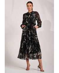 Jolie Moi - Chiffon Long Sleeve Tiered Maxi Dress - Lyst