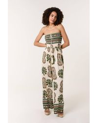 Blue Vanilla - Shirred Waist Khaki Sleeveless Slip On Off-The Shoulder Jumpsuit - Lyst