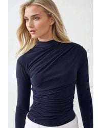 Hiccup - High Collar Drape Detail Blouse - Lyst
