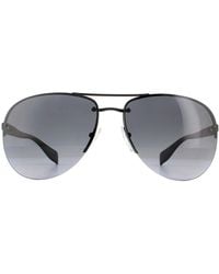 Prada - Aviator Black Rubber Polarized Grey Gradient Sunglasses - Lyst