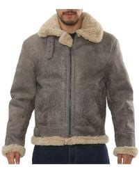 TruClothing - Shearling Leather Bomber B3 Aviator Pilot Coat Winter Flying Jacket - Lyst